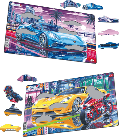 LARSEN dėlionė Sportinis automobilis, midi, 30 vnt. 2 skirtingi dizainai, U21 