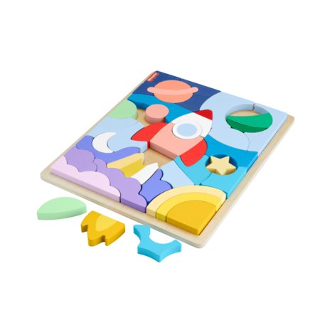 FISHER-PRICE Wood medinė dėlionė raketa, HXY42 
