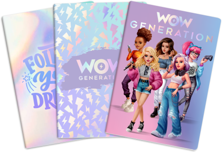 WOW GENERATION sąsiuviniai minkštu viršeliu, 3 vnt.,  A5 formatas, WOW00002 