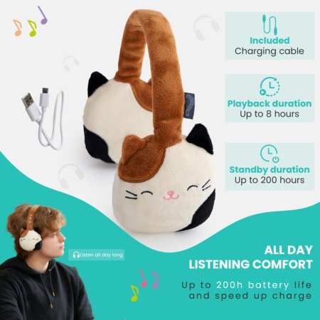 SQUISHMALLOWS pliušinės Bluetooth ausinės Cam, HMSQMBT-CAM 