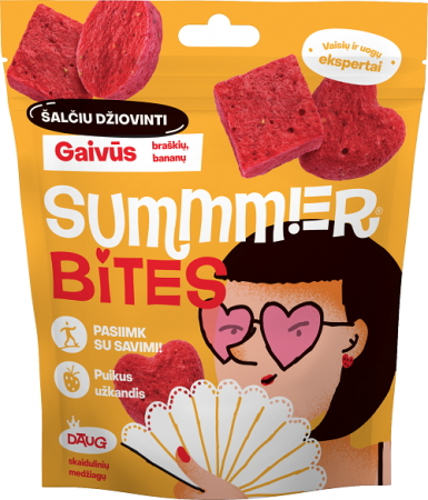 SUMMMER BITES šalčiu džiovintas braškių ir bananų skonio užkandis 13g BITEPR00001