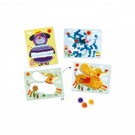 DJECO kūrybinis rinkinys su pomponais Dog, DJ09867 DJ09867
