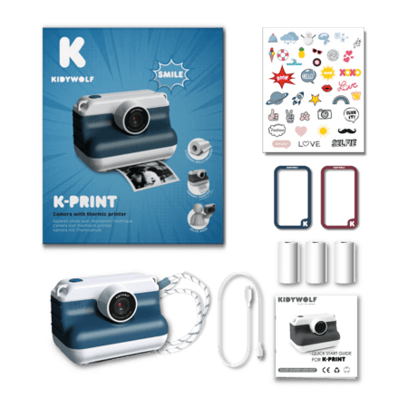 KIDYWOLF KIDYWOLF momentinis fotoaparatas su terminiu spausdinimu, mėlynas, K-PRINT-BU 