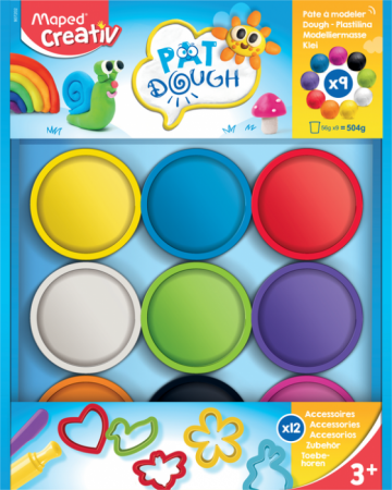MAPED CREATIV plastelinas 9 indeliai ir 12 aksesuarai, 907202 907202