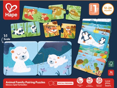 HAPE gyvūnų šeimų dėlionė, 36 vnt., E1664A 