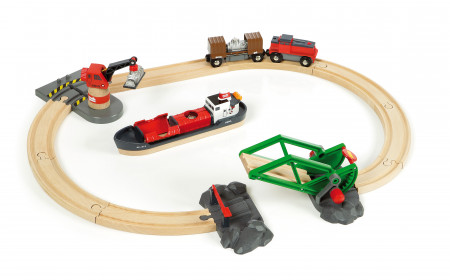 BRIO rinkinys su traukinio bėgiais Cargo harbour, 33061 33061