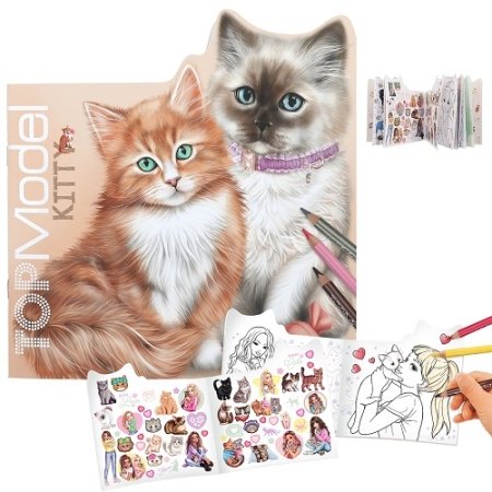 TOPMODEL spalvinimo knyga su lipdukais Kitty, 12713 