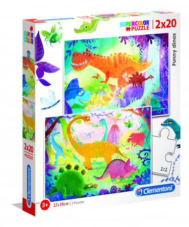 CLEMENTONI Dėlionė Linksmieji dinozaurai 2X20pcs., 24755 24755