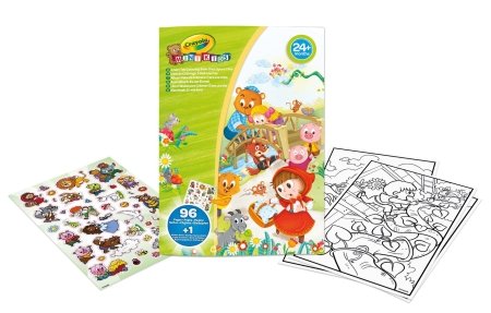 CRAYOLA MINIKIDS spalvinimo knygelė su lipdukais Giant Coloring Book and Stickers Sheet, Fairy Tale, 25-1081G 