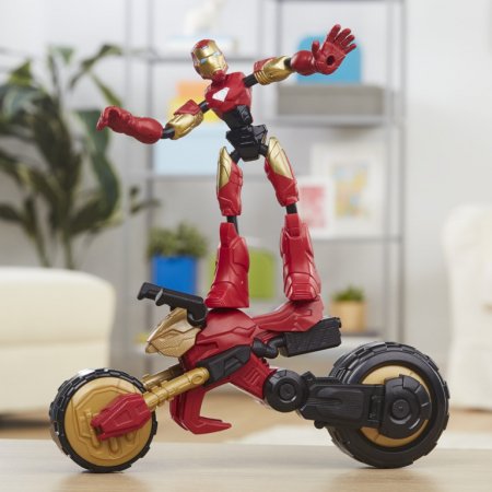 AVENGERS figūrėlė su motociklu Bend and Flex, F02445L0 F02445L0
