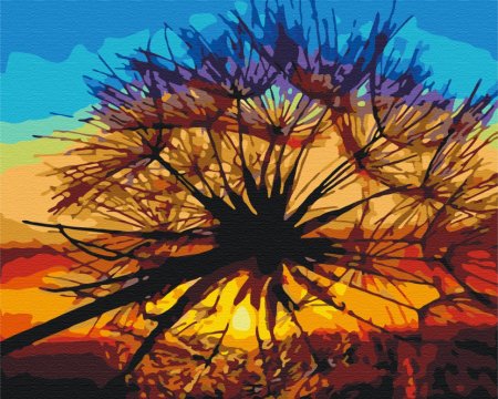 BRUSHME spalvinimo pagal skaičius rinkinys Dandelion at summer sunset, BS35667 BS35667