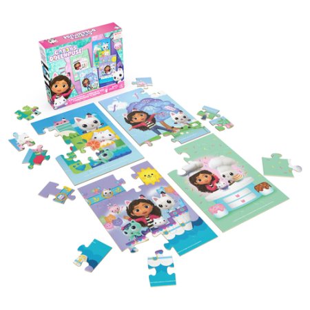 SPINMASTER GAMES dėlionių rininys Gabbys Dollhouse, 4 dėlionės, 6067990 6067990