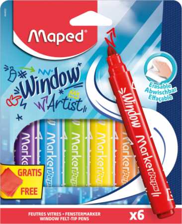 MAPED WINDOW ARTIST flomasteriai langams, 6pcs., 228448220000 