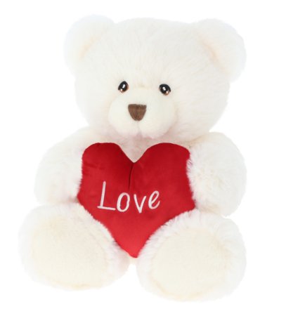 KEEL TOYS pliušinis meškiukas Harry su širdele, kreminės spalvos, 30 cm, SV3479 