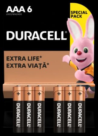 DURACELL baterijos 6 vnt., AAA LR03 