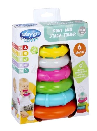PLAYGRO žaidimas Piramidė – kramtukas Sort And Stack, 4088543 
