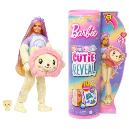 BARBIE Cutie Reveal lėlė marškinėlių serija liūtukė, HKR06 HKR06