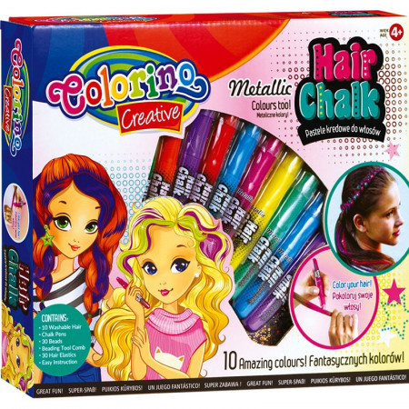 COLORINO CREATIVE kreidelės plaukams 10 spalvų, 68635PTR 68635PTR