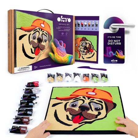 OKTO spalvinimo su modelinu rinkinys pagal numerius Šuo mopsas, 29x29 cm, ETC20029 