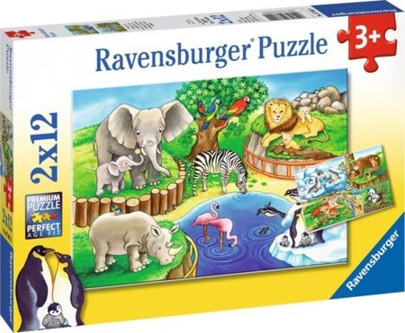 RAVENSBURGER PUZZLE dėlionė Gyvūnai zoologijos sode, 2x12 det., 07602 4 