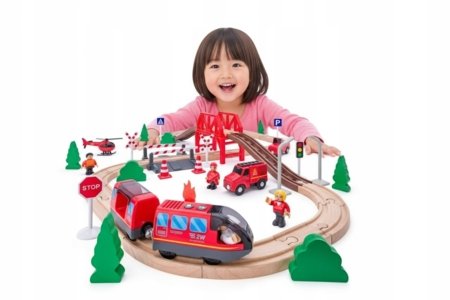 WOODY traukinio bėgių rinkinys Firefighters, 02192110 