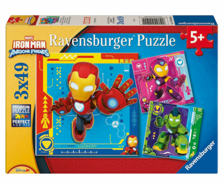 RAVENSBURGER vaikiška dėlionė Iron Man & Friends, 3x49 det., 12004192 