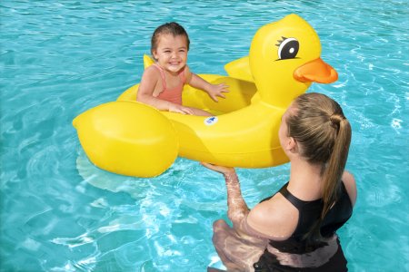 BESTWAY Funspeakers pripučiamas vaikiškas plaustas Duck su garsu, 1.02m x 0.99m, 34151 34151