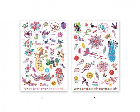 DJECO tatuiruočių rinkinys Bright birds (50+ vnt.), DJ09615 DJ09615