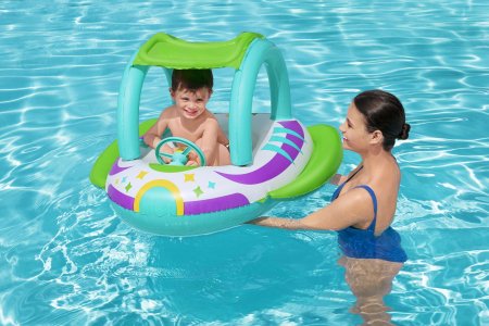 BESTWAY pripučiamas vaikiškas plaustas su stogeliu Space Splash, 1.07m x 1.12m, 34149 34149