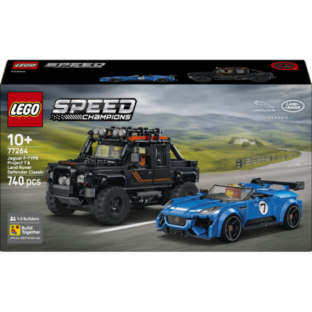 77264 LEGO® Speed Champions „Jaguar Project 7“ ir „Land Rover Defender“ 