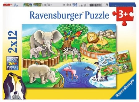 RAVENSBURGER PUZZLE dėlionė Gyvūnai zoologijos sode, 2x12 det., 07602 4 
