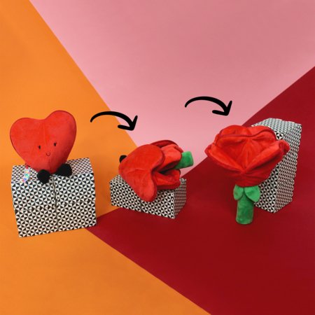 FLIPETZ pliušinis žaislas - rožė širdelėje, Poppy red, 80400 
