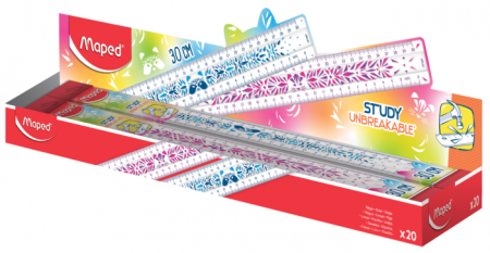 MAPED STUDY UNBREAKABLE liniuotė 30cm asort., 222456010000 222456010000