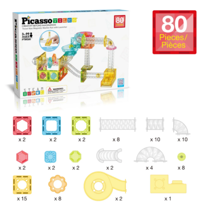 PICASSO TILES Magnetinis konstruktorius Marble Run 80 det., PTMG80 