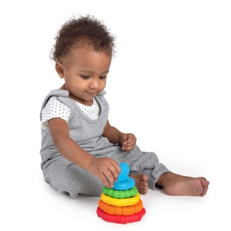 BABY EINSTEIN įvairių tekstūrų kramtukas Stack & Teether, 12356 