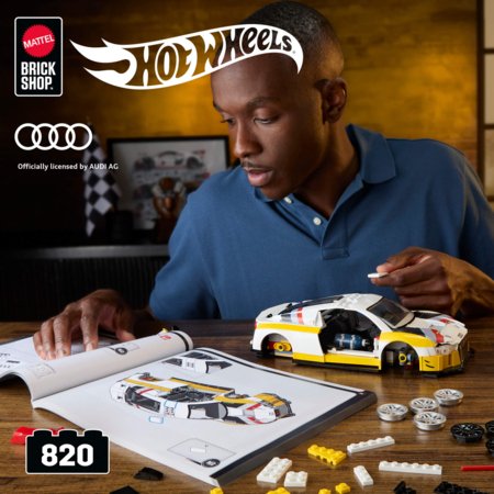 MATTEL BRICK SHOP HOT WHEELS 1:16 Elite Audi R8 LMS konstruktorius, JFT18 