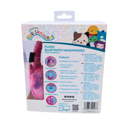 SQUISHMALLOWS pliušinės Bluetooth ausinės Lola, HMSQMBT-LOLA 