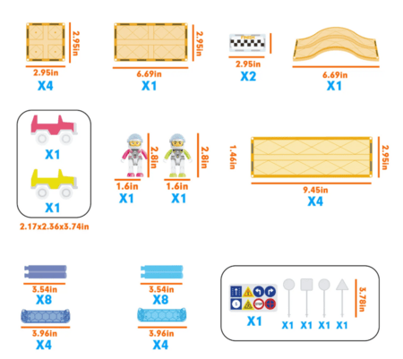 PICASSO TILES Magnetinis konstruktorius Racing Track Set 45 det., PTR04 