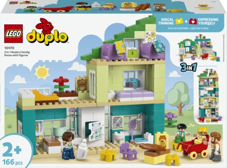 10470 LEGO® DUPLO® Town „3 in 1“ modernus šeimos namas su figūrėlėmis 