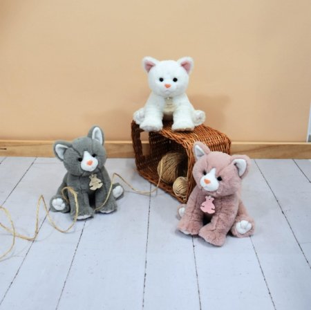 DOUDOU ET COMPAGNIE minkšta balta katė 18cm, HO3155 