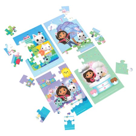 SPINMASTER GAMES dėlionių rininys Gabbys Dollhouse, 4 dėlionės, 6067990 6067990