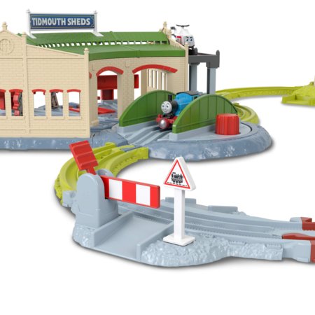 THOMAS & FRIENDS bėgių trasos rinkinys su lokomotyvų depu, JLL36 