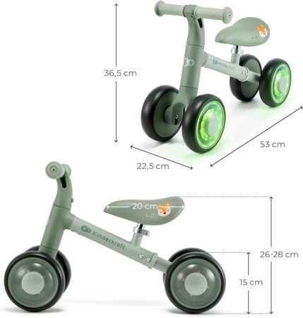 KINDERCRAFT balansinis dviratis CUTIE FLASH, žalias, KRCUFL00GRE0000 